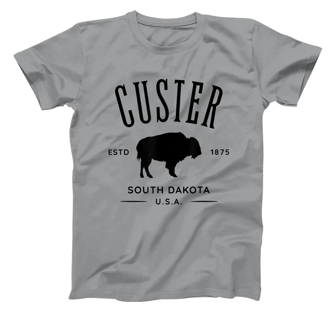 Custer South Dakota USA Bison Design Souvenir T-Shirt, Kid T-Shirt and Women T-Shirt