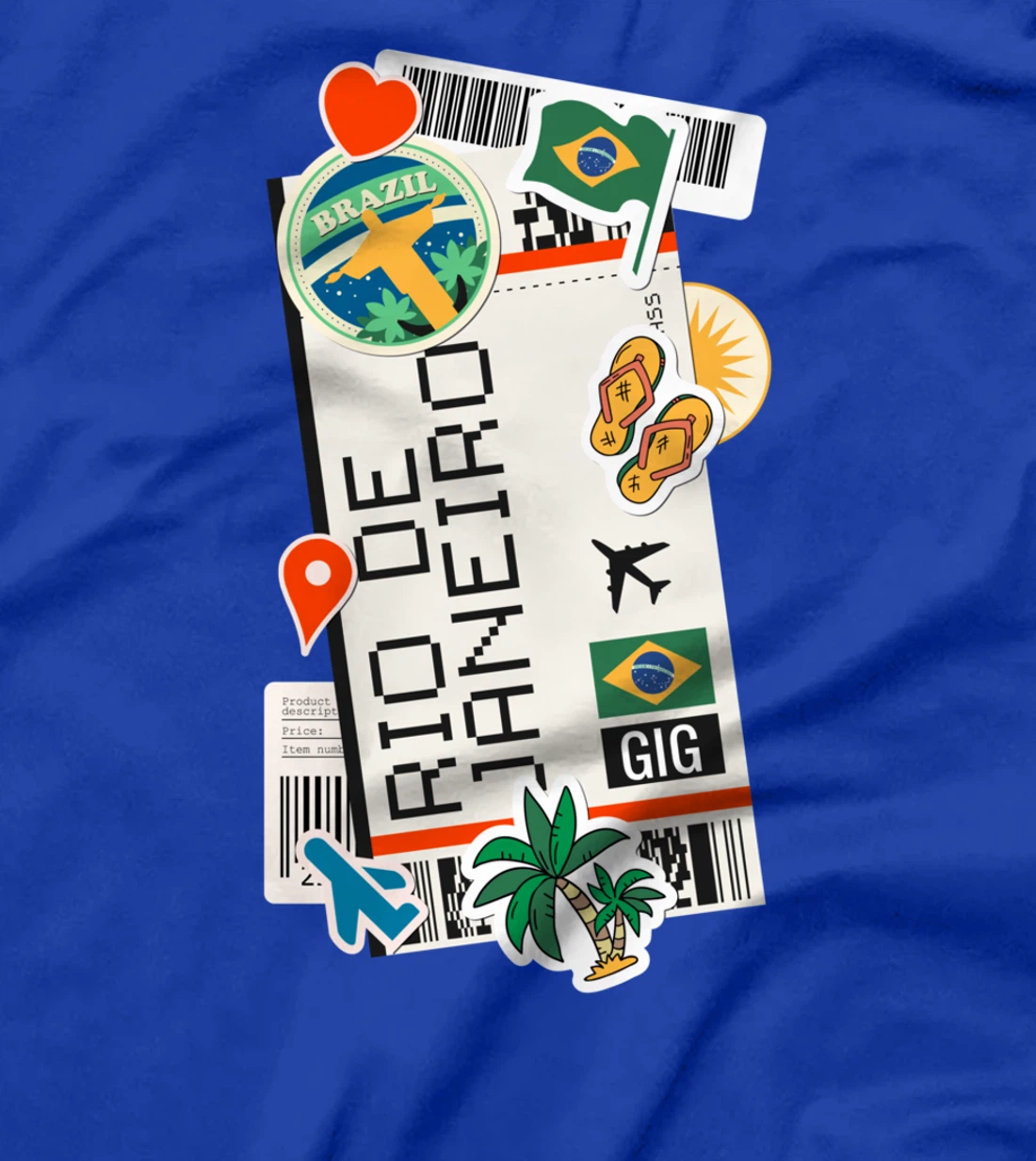 Brazil Rio de Janeiro Boarding Pass Travel Trip Adventures T-Shirt