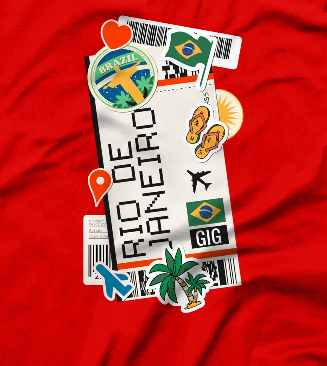 Brazil Rio de Janeiro Boarding Pass Travel Trip Adventures T-Shirt