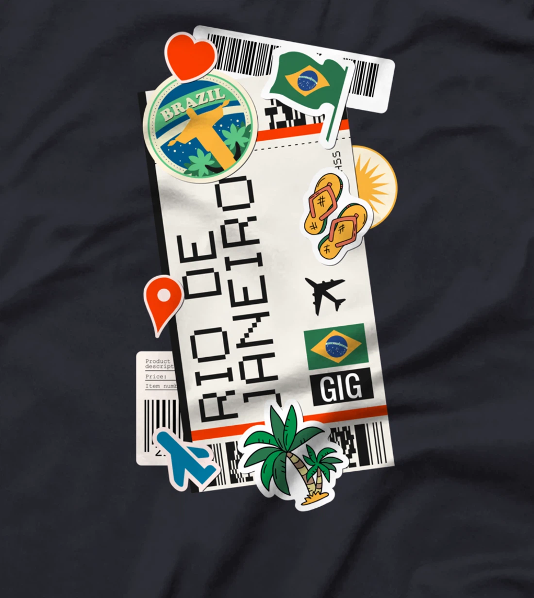 Brazil Rio de Janeiro Boarding Pass Travel Trip Adventures T-Shirt