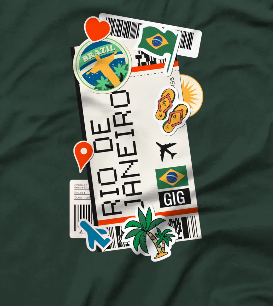 Brazil Rio de Janeiro Boarding Pass Travel Trip Adventures T-Shirt