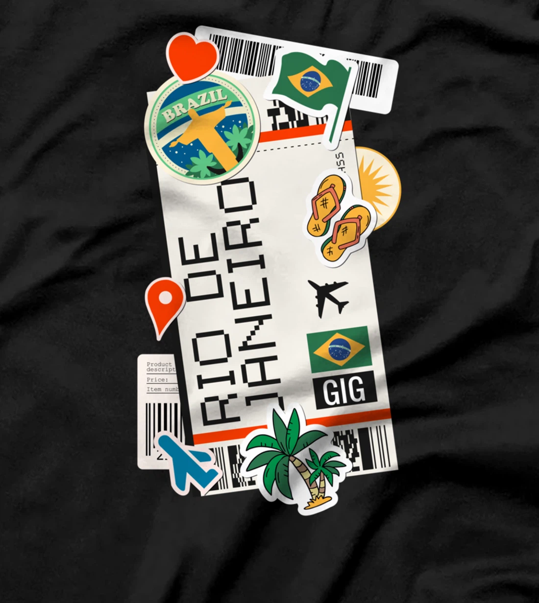 Brazil Rio de Janeiro Boarding Pass Travel Trip Adventures T-Shirt