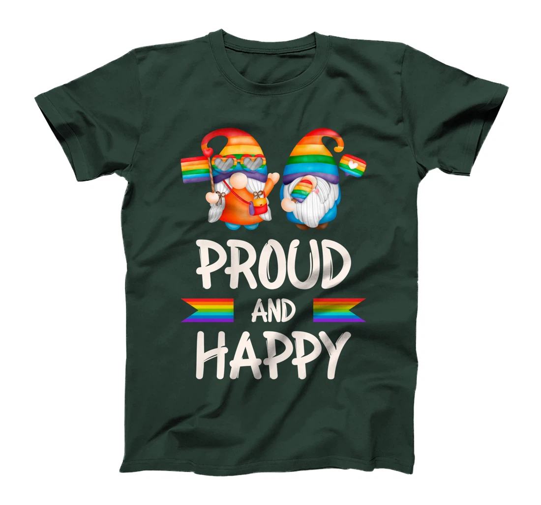 Proud and Happy Gnomes, LGBT Pride, Rainbow colors T-Shirt