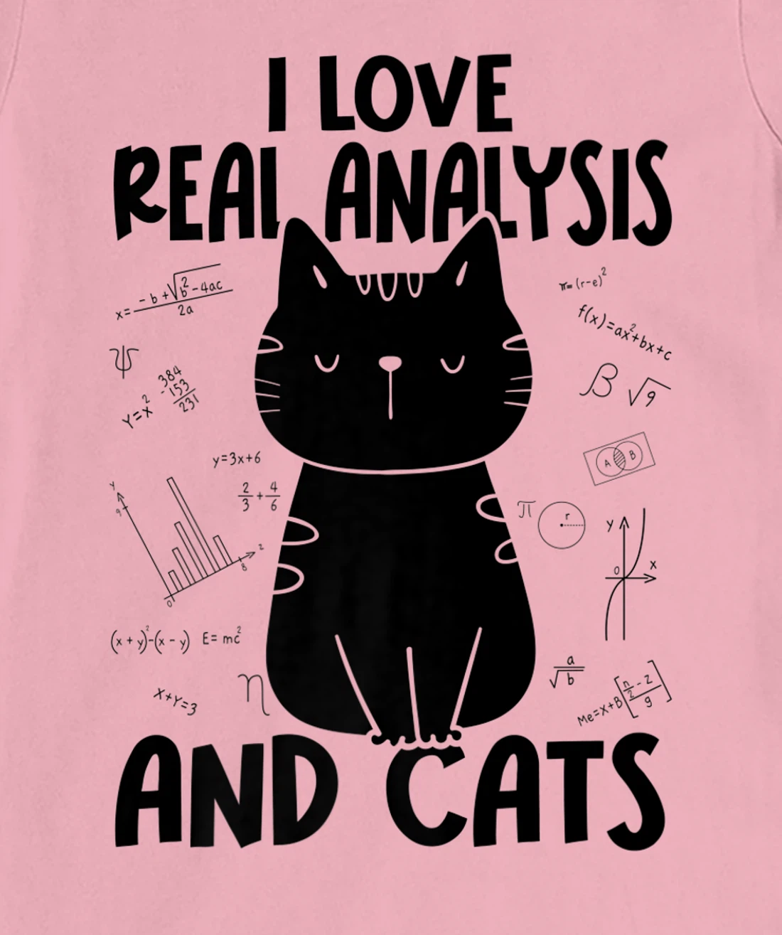 Womens I Love Math and Cats - Funny Real Analysis T-Shirt, Women T-Shirt