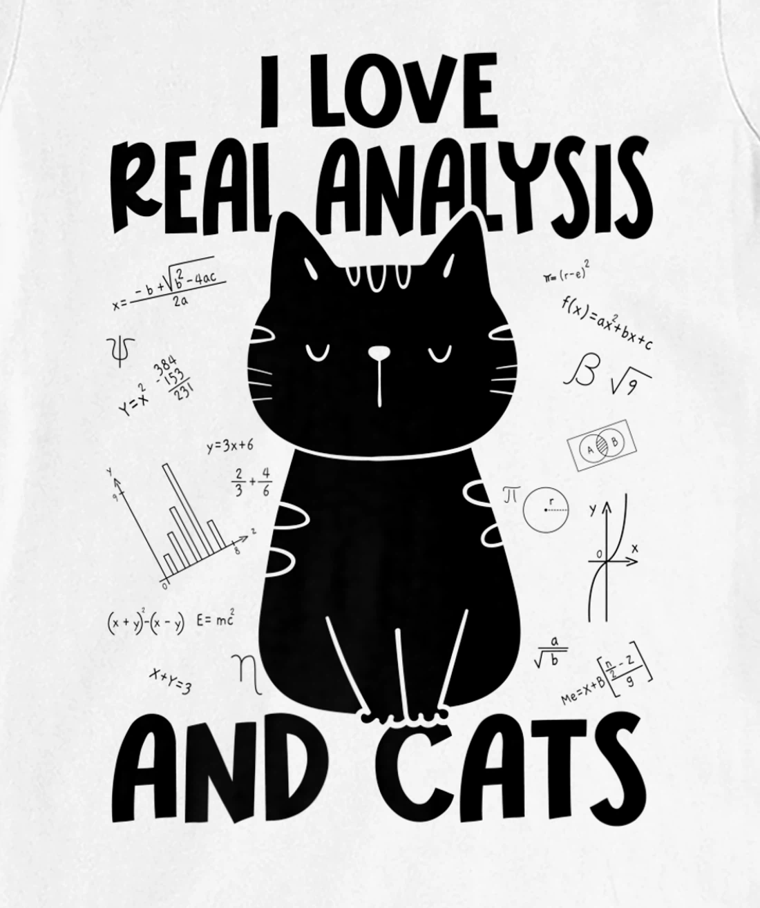 Womens I Love Math and Cats - Funny Real Analysis T-Shirt, Women T-Shirt