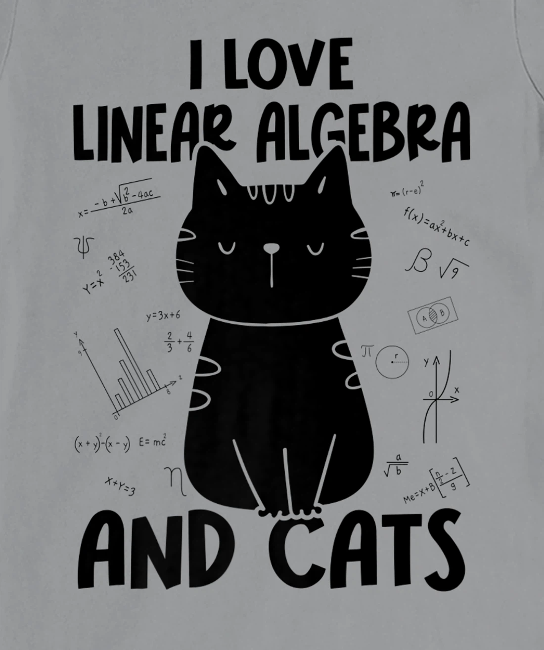 Womens I Love Math and Cats - Funny Linear Algebra T-Shirt, Women T-Shirt
