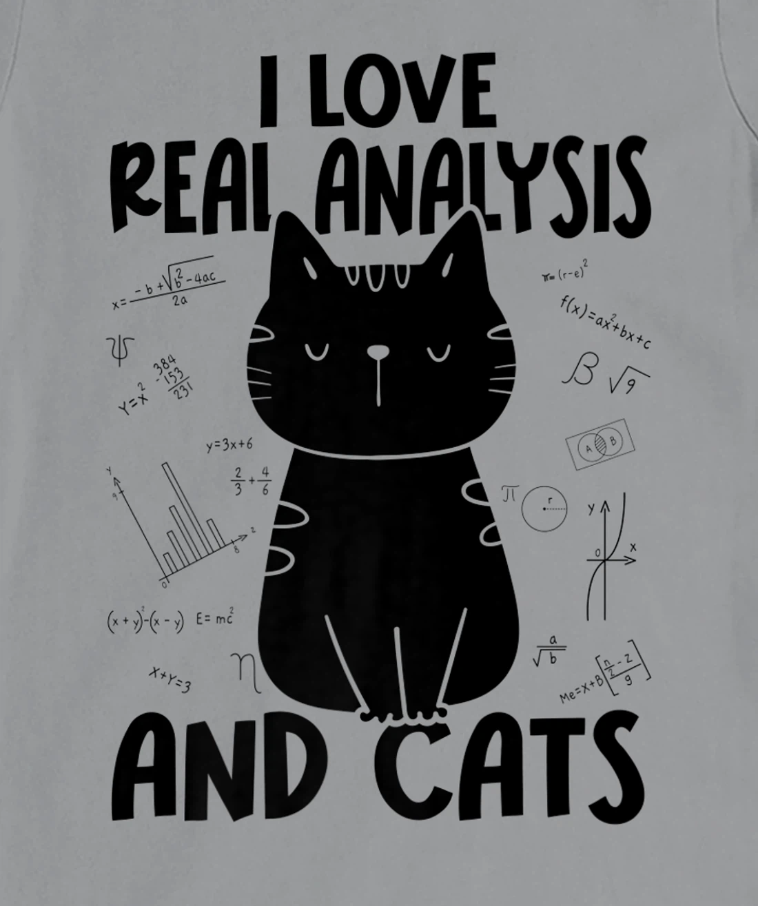 Womens I Love Math and Cats - Funny Real Analysis T-Shirt, Women T-Shirt