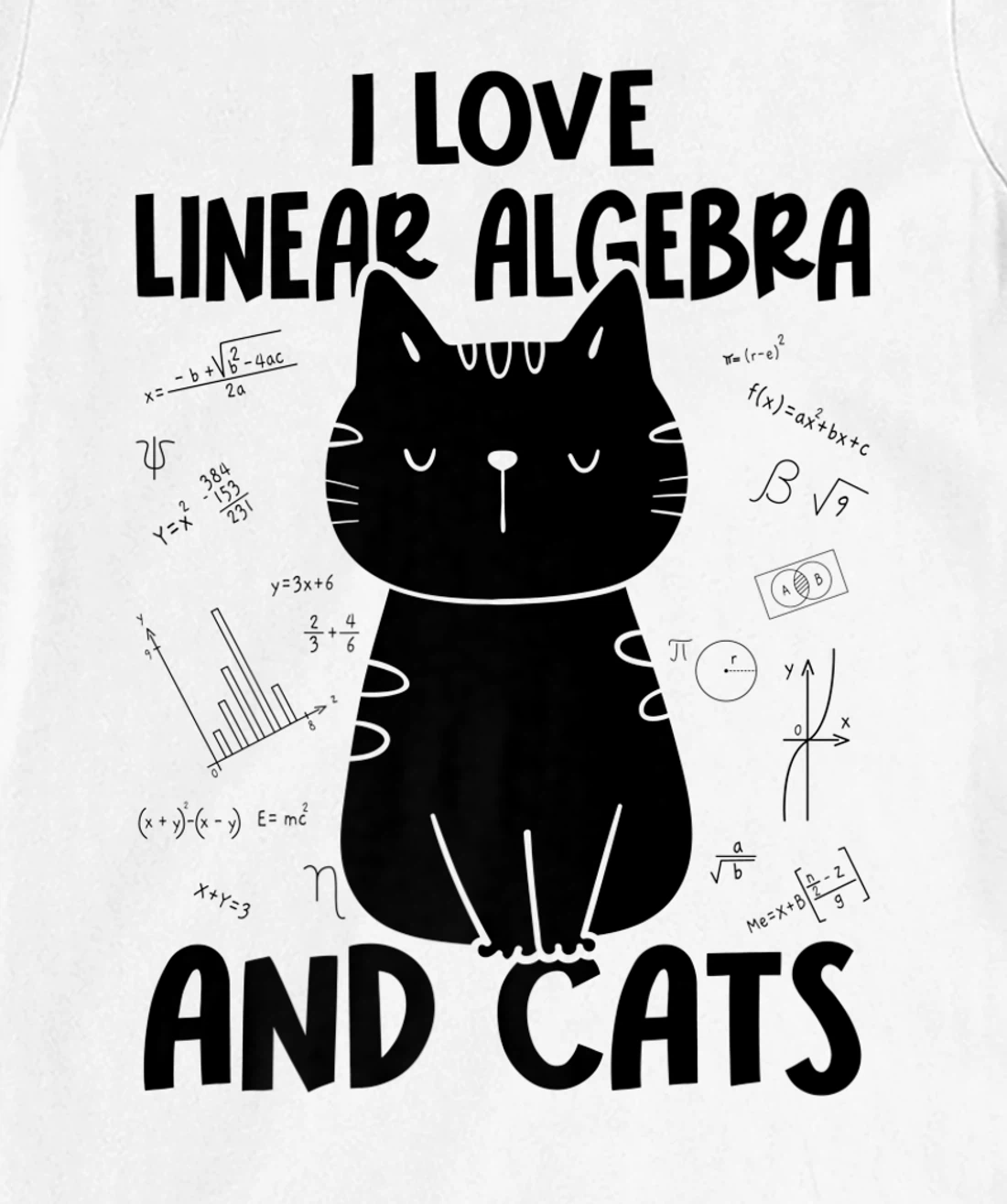 Womens I Love Math and Cats - Funny Linear Algebra T-Shirt, Women T-Shirt