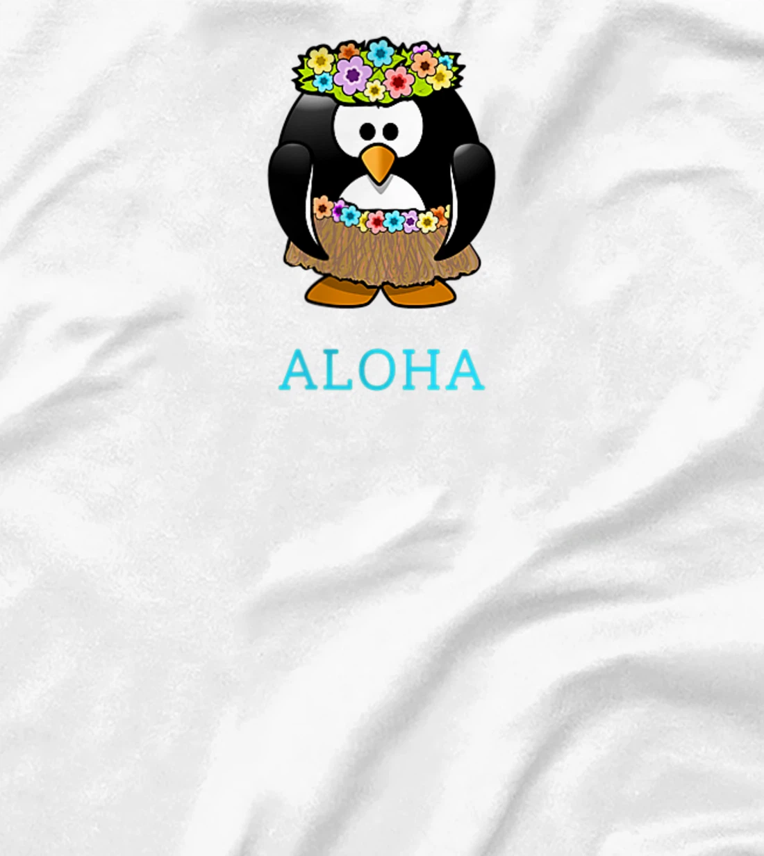 Aloha w Hula Hawaiian Penguin - On Left Breast - Hawaii Fun T-Shirt, Women T-Shirt