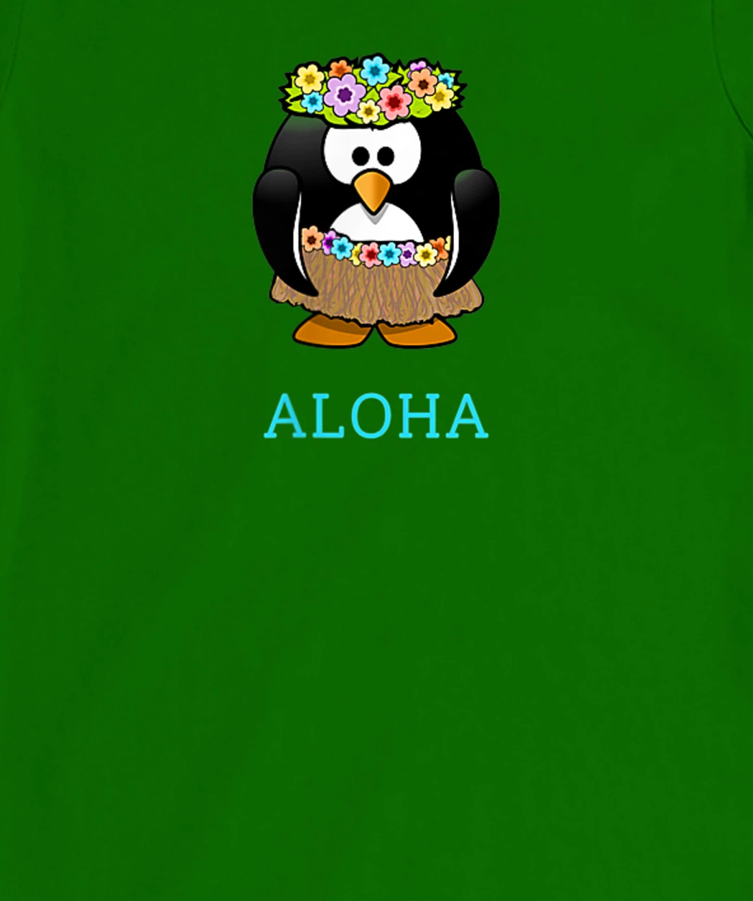 Aloha w Hula Hawaiian Penguin - On Left Breast - Hawaii Fun T-Shirt, Women T-Shirt