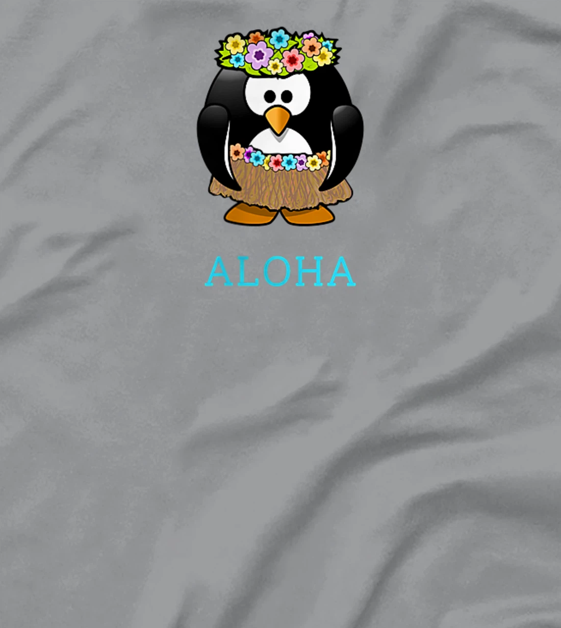 Aloha w Hula Hawaiian Penguin - On Left Breast - Hawaii Fun T-Shirt, Women T-Shirt