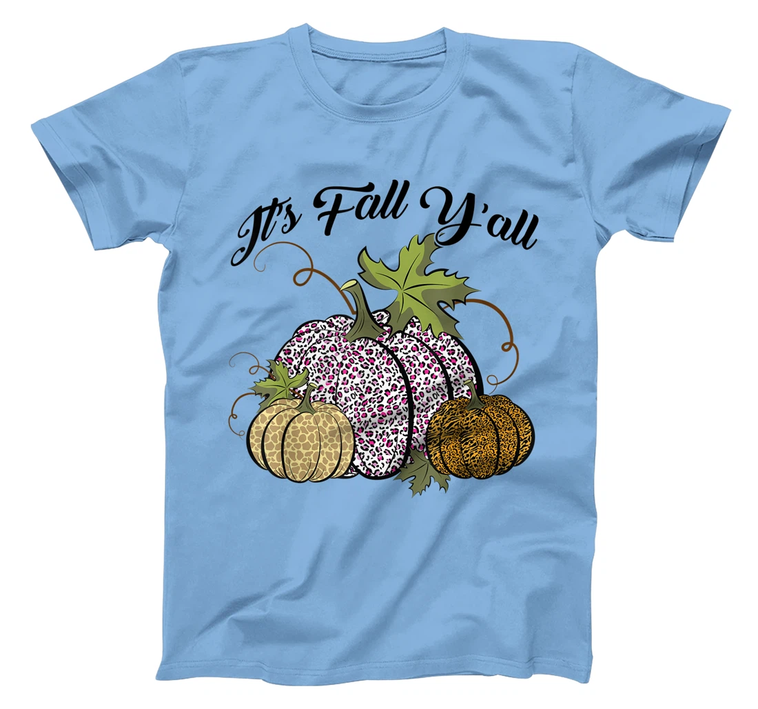 Womens It's Fall Y'all Animal Print Pumpkins Giraffe Leopard T-Shirt, Kid T-Shirt and Women T-Shirt