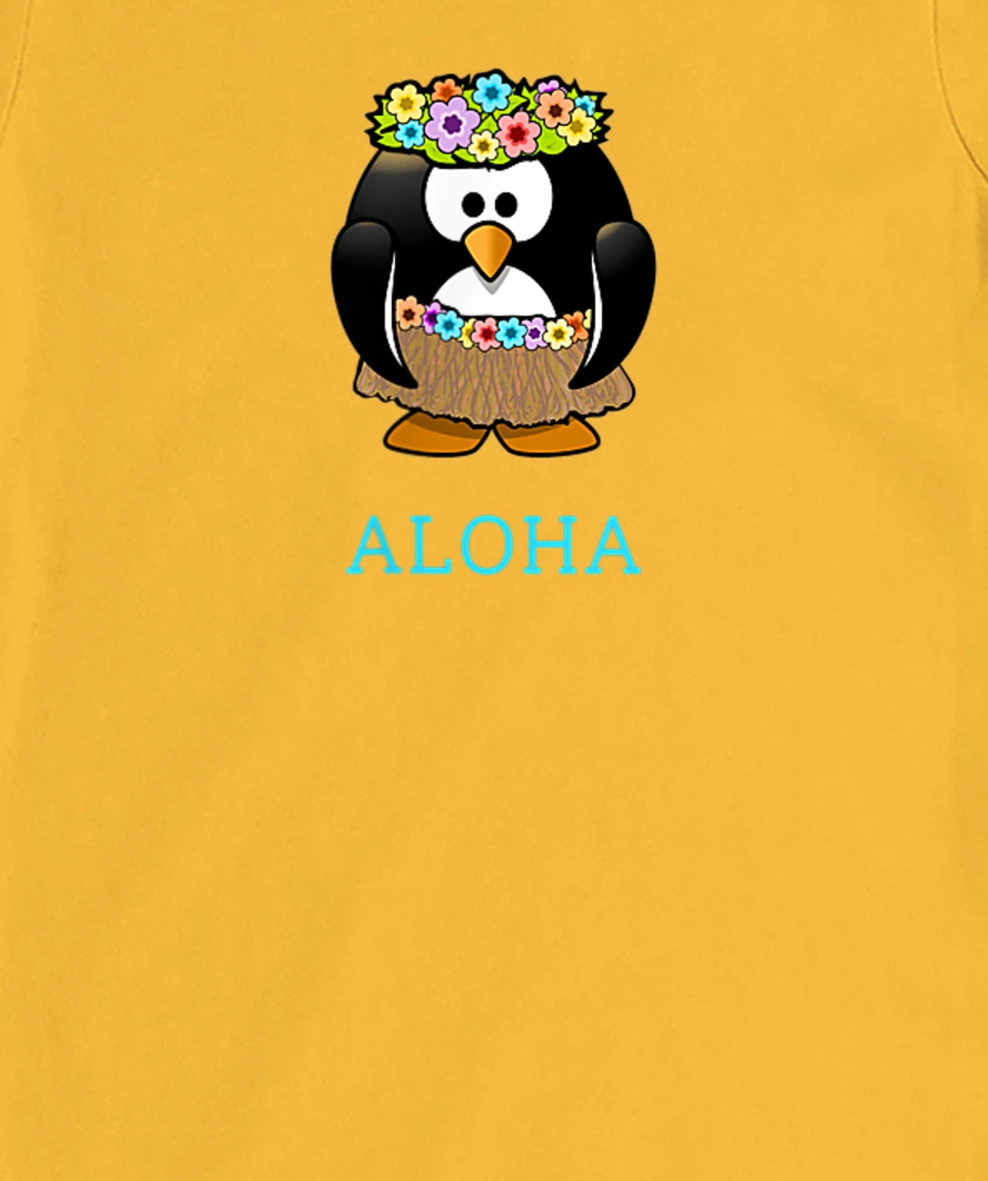 Aloha w Hula Hawaiian Penguin - On Left Breast - Hawaii Fun T-Shirt, Women T-Shirt