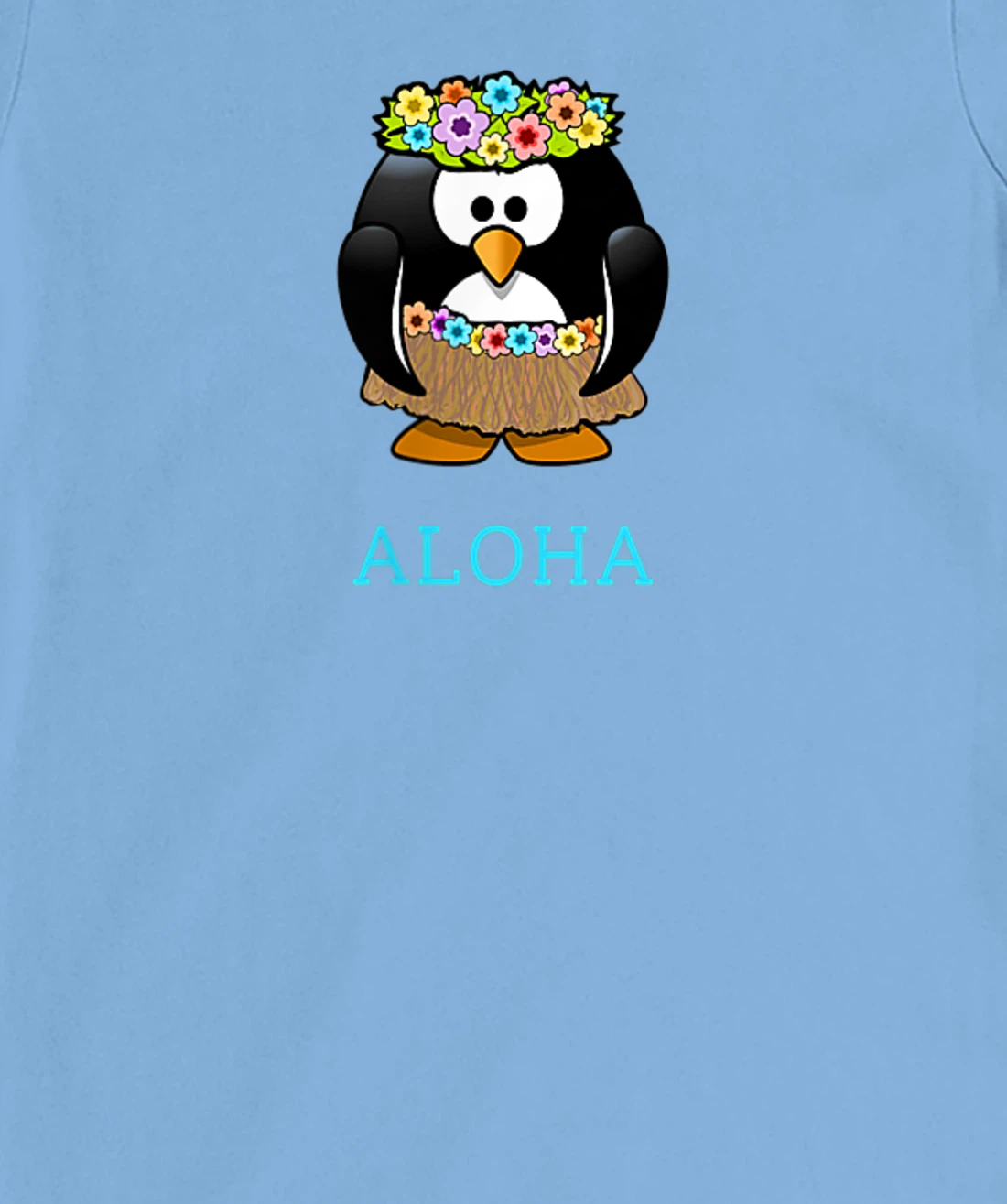 Aloha w Hula Hawaiian Penguin - On Left Breast - Hawaii Fun T-Shirt, Women T-Shirt
