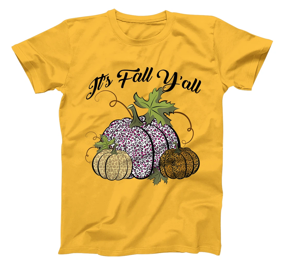 Womens It's Fall Y'all Animal Print Pumpkins Giraffe Leopard T-Shirt, Kid T-Shirt and Women T-Shirt