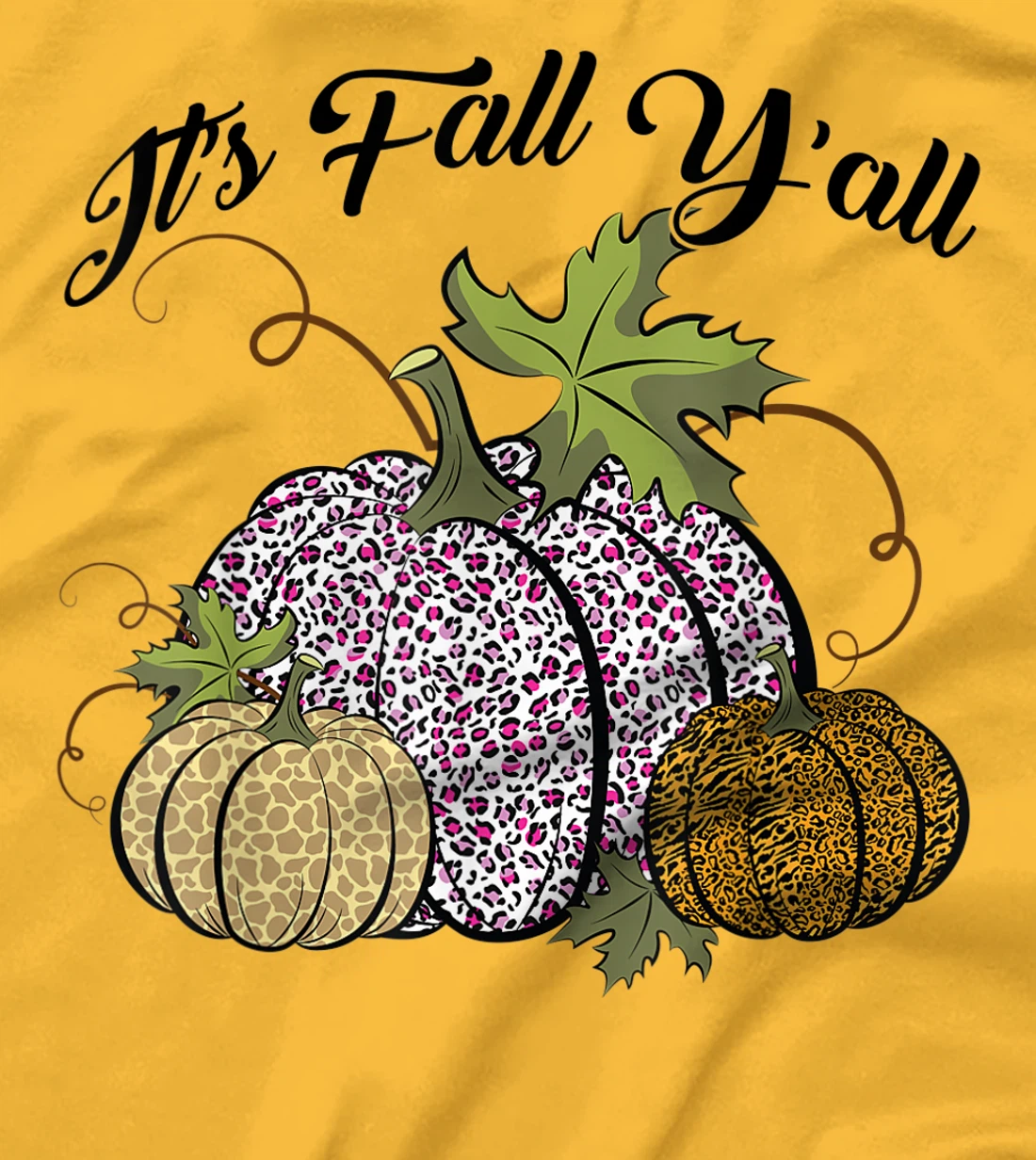 Womens It's Fall Y'all Animal Print Pumpkins Giraffe Leopard T-Shirt, Kid T-Shirt and Women T-Shirt