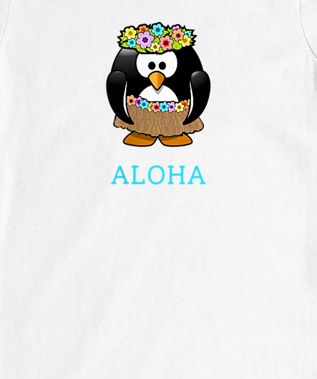 Aloha w Hula Hawaiian Penguin - On Left Breast - Hawaii Fun T-Shirt, Women T-Shirt