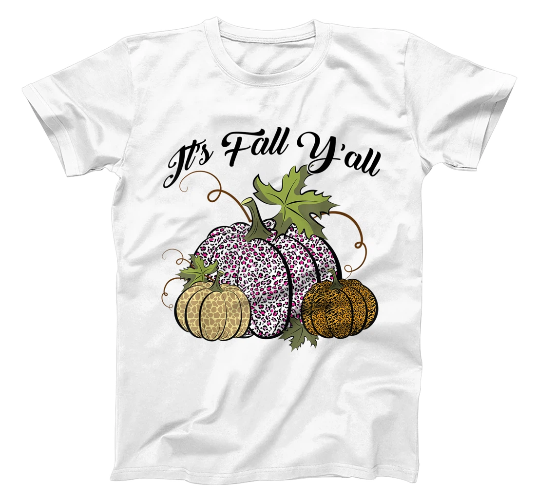 Womens It's Fall Y'all Animal Print Pumpkins Giraffe Leopard T-Shirt, Kid T-Shirt and Women T-Shirt