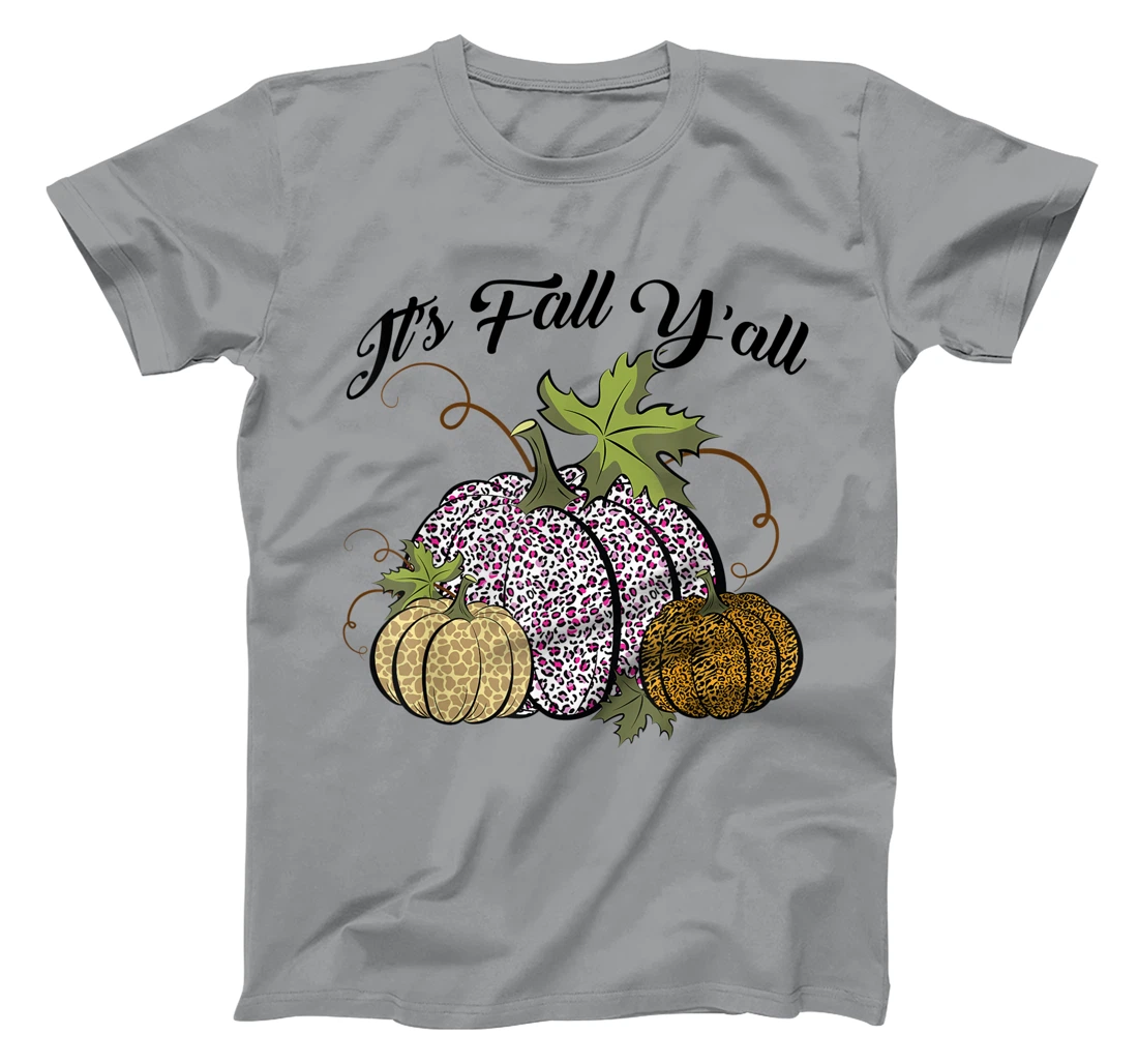Womens It's Fall Y'all Animal Print Pumpkins Giraffe Leopard T-Shirt, Kid T-Shirt and Women T-Shirt