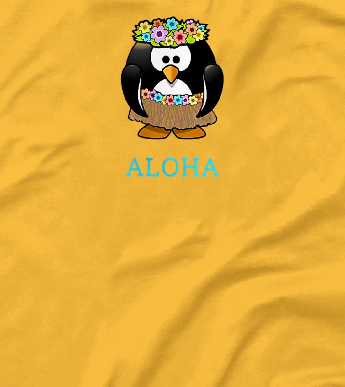 Aloha w Hula Hawaiian Penguin - On Left Breast - Hawaii Fun T-Shirt, Women T-Shirt