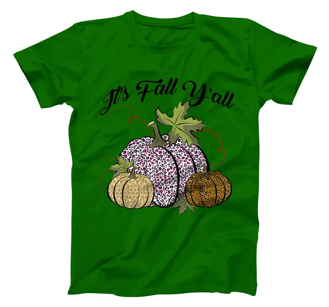 Womens It's Fall Y'all Animal Print Pumpkins Giraffe Leopard T-Shirt, Kid T-Shirt and Women T-Shirt
