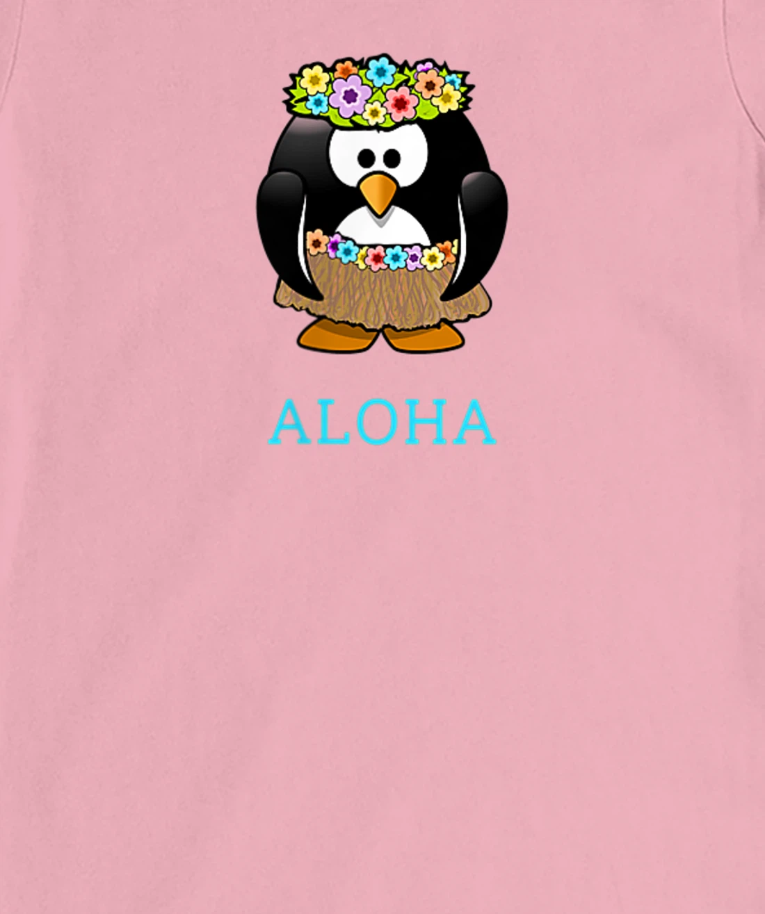 Aloha w Hula Hawaiian Penguin - On Left Breast - Hawaii Fun T-Shirt, Women T-Shirt