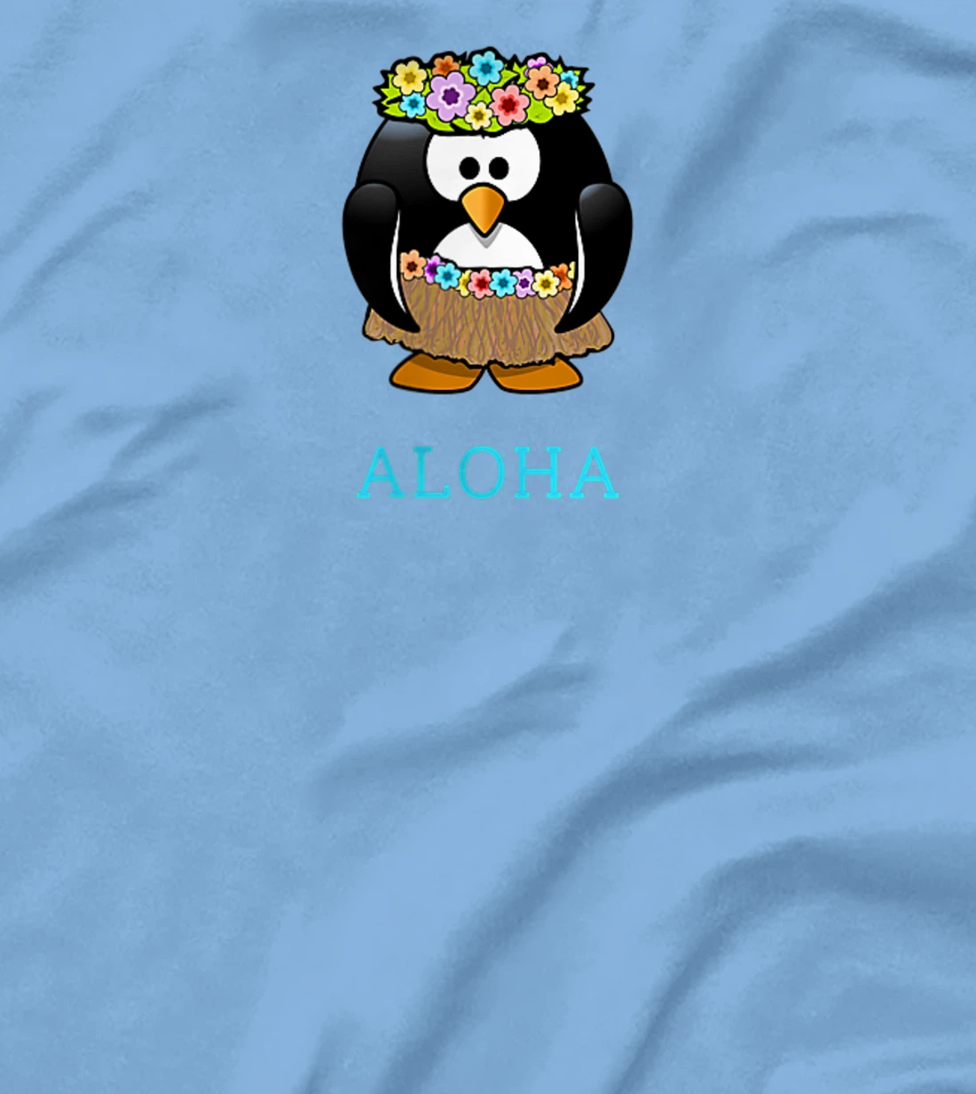 Aloha w Hula Hawaiian Penguin - On Left Breast - Hawaii Fun T-Shirt, Women T-Shirt