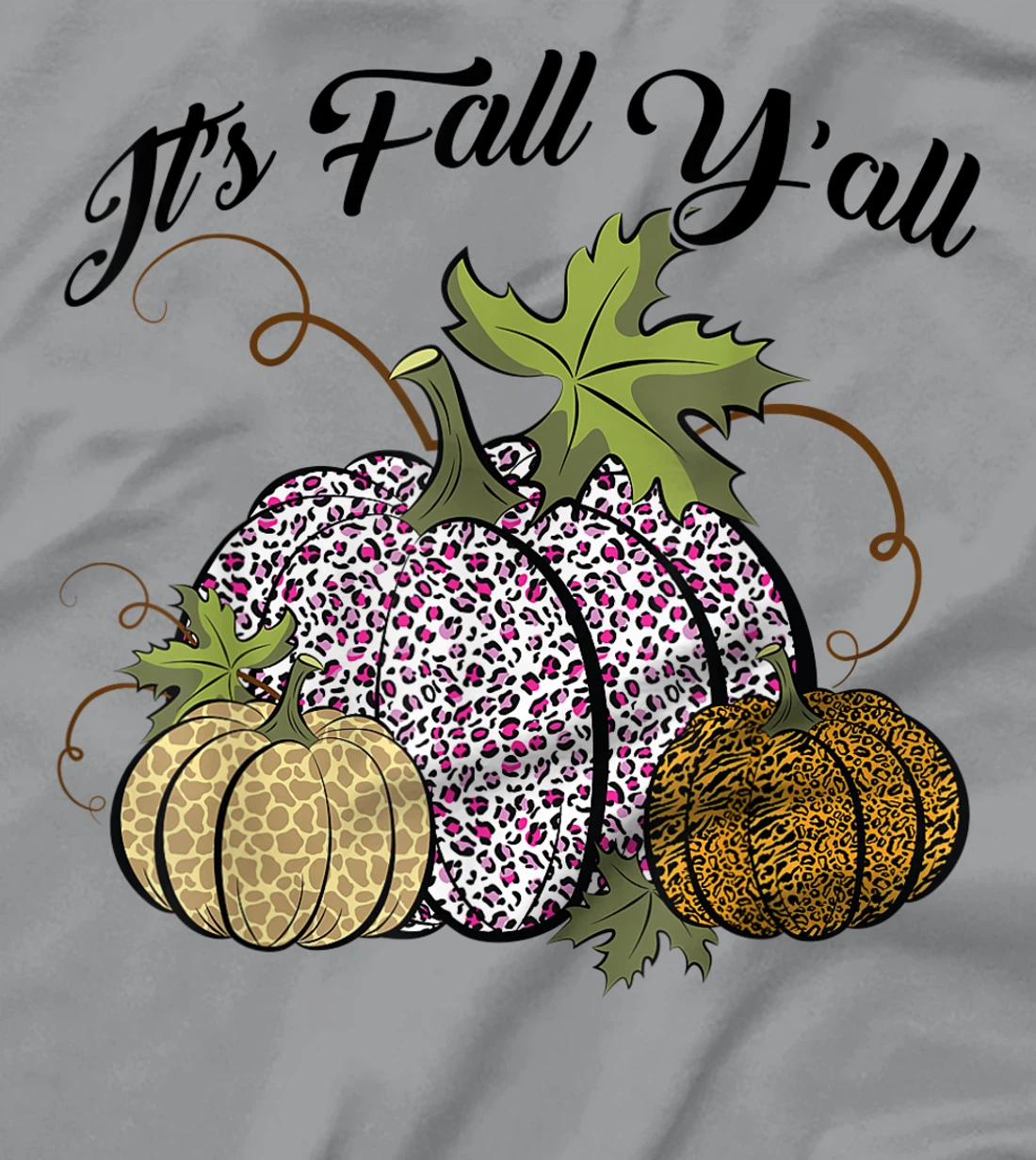 Womens It's Fall Y'all Animal Print Pumpkins Giraffe Leopard T-Shirt, Kid T-Shirt and Women T-Shirt