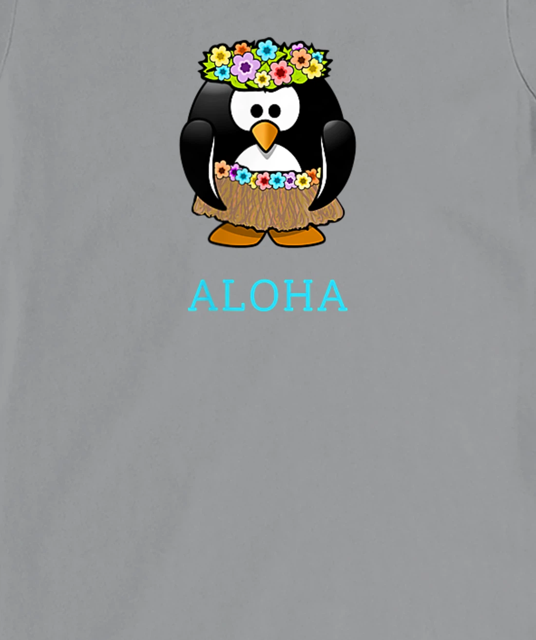 Aloha w Hula Hawaiian Penguin - On Left Breast - Hawaii Fun T-Shirt, Women T-Shirt