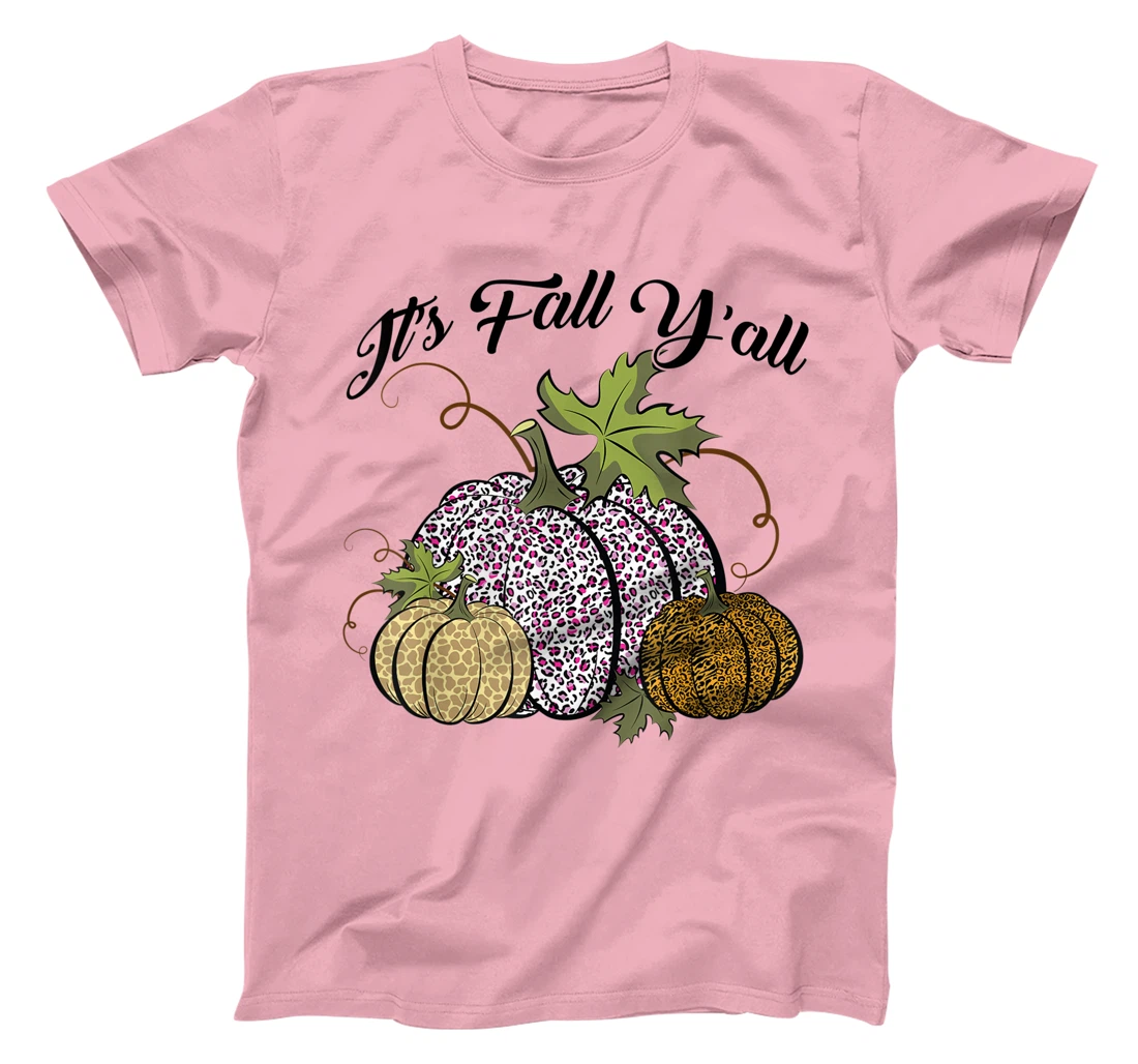 Womens It's Fall Y'all Animal Print Pumpkins Giraffe Leopard T-Shirt, Kid T-Shirt and Women T-Shirt