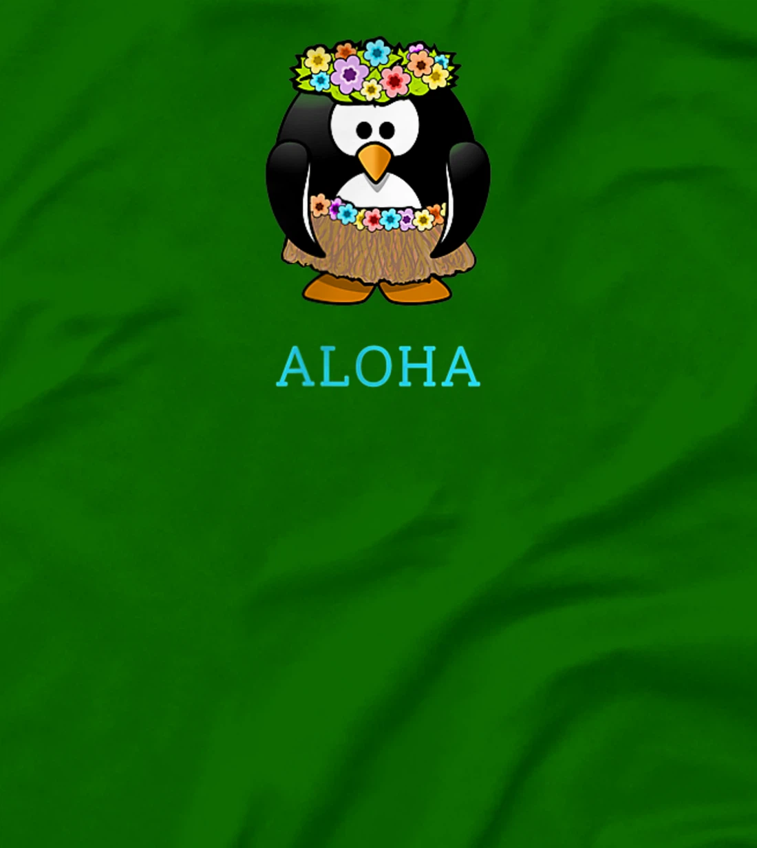 Aloha w Hula Hawaiian Penguin - On Left Breast - Hawaii Fun T-Shirt, Women T-Shirt