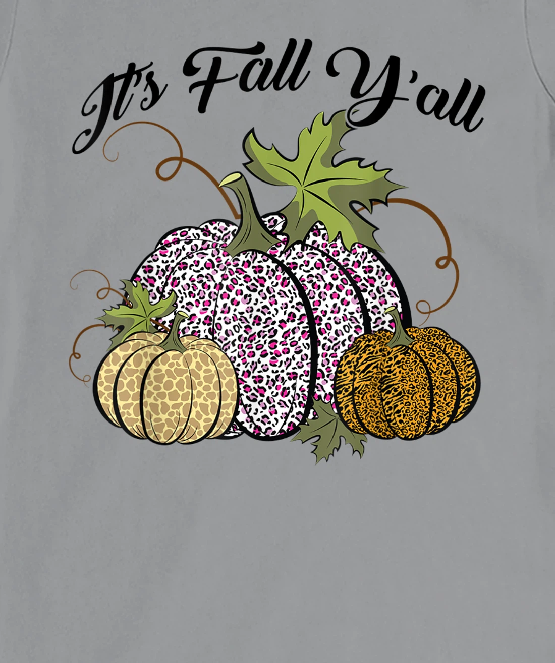 Womens It's Fall Y'all Animal Print Pumpkins Giraffe Leopard T-Shirt, Kid T-Shirt and Women T-Shirt