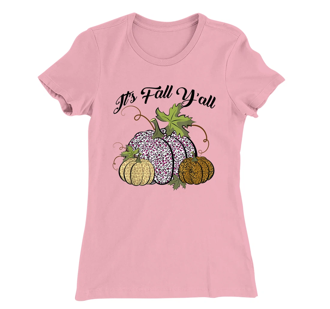 Womens It's Fall Y'all Animal Print Pumpkins Giraffe Leopard T-Shirt, Kid T-Shirt and Women T-Shirt
