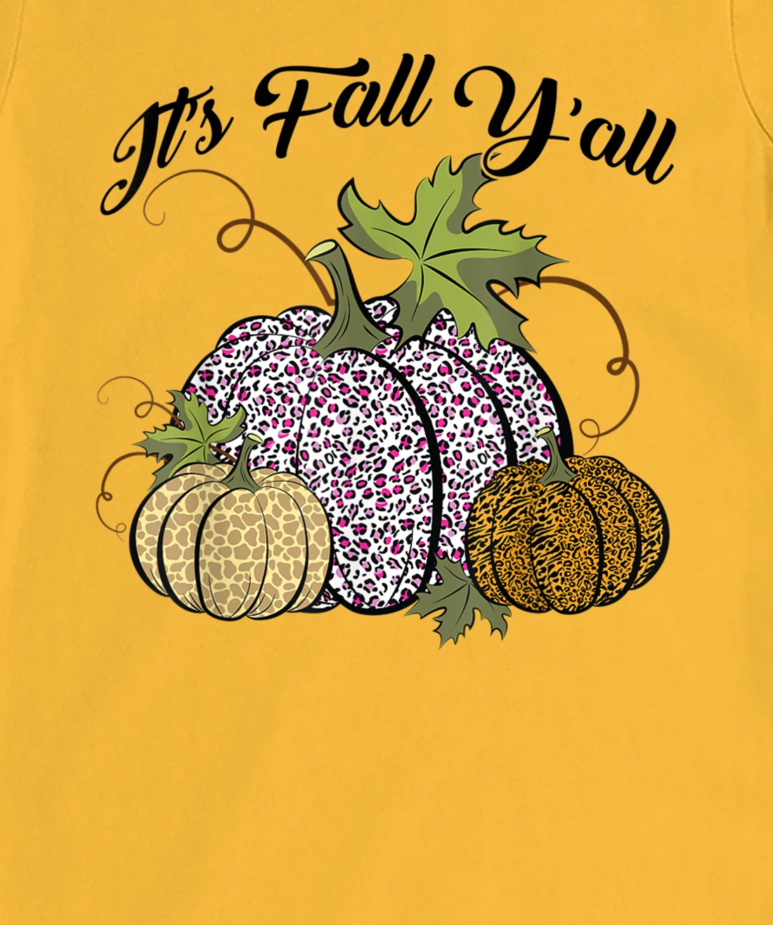 Womens It's Fall Y'all Animal Print Pumpkins Giraffe Leopard T-Shirt, Kid T-Shirt and Women T-Shirt