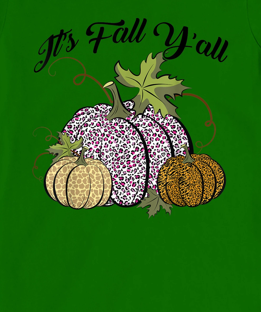 Womens It's Fall Y'all Animal Print Pumpkins Giraffe Leopard T-Shirt, Kid T-Shirt and Women T-Shirt