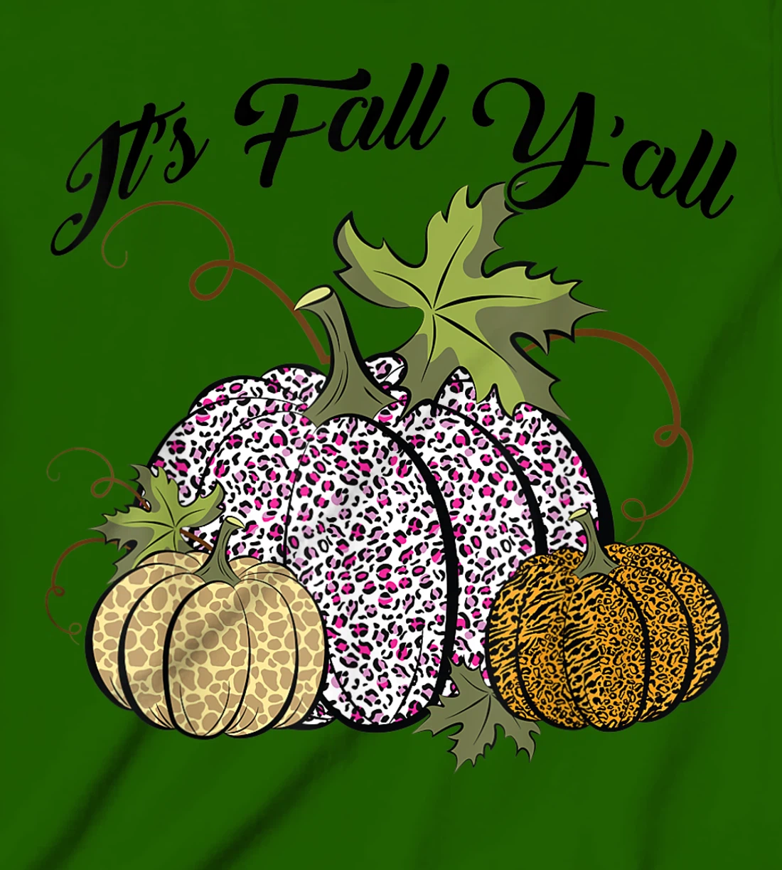 Womens It's Fall Y'all Animal Print Pumpkins Giraffe Leopard T-Shirt, Kid T-Shirt and Women T-Shirt