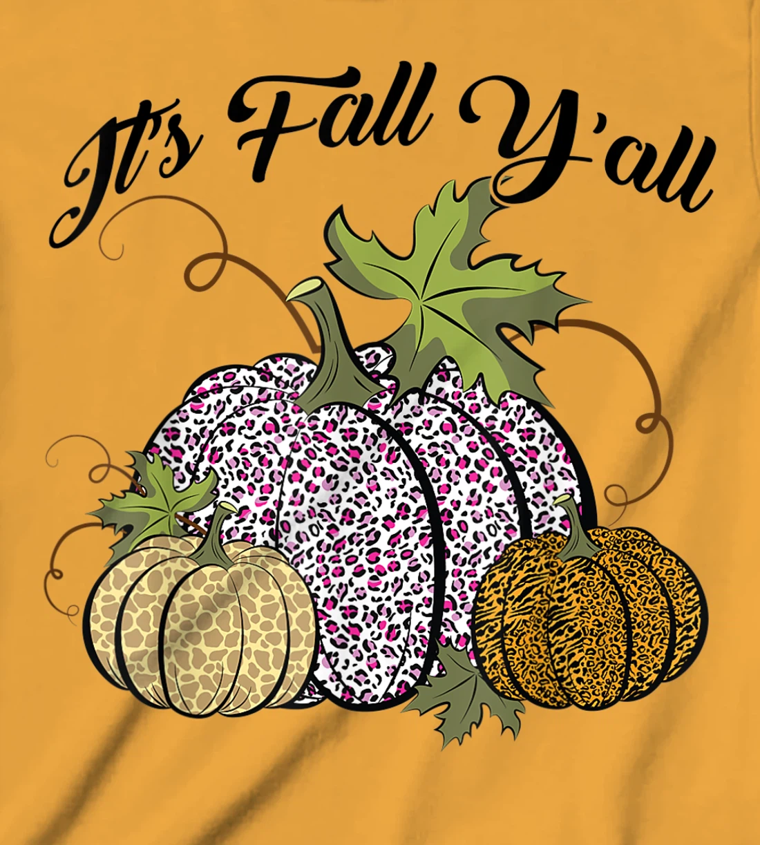 Womens It's Fall Y'all Animal Print Pumpkins Giraffe Leopard T-Shirt, Kid T-Shirt and Women T-Shirt