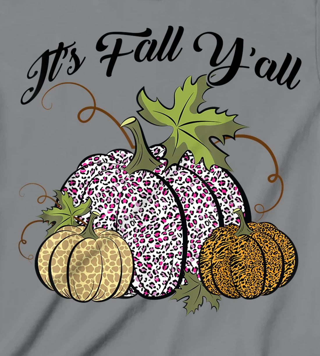 Womens It's Fall Y'all Animal Print Pumpkins Giraffe Leopard T-Shirt, Kid T-Shirt and Women T-Shirt