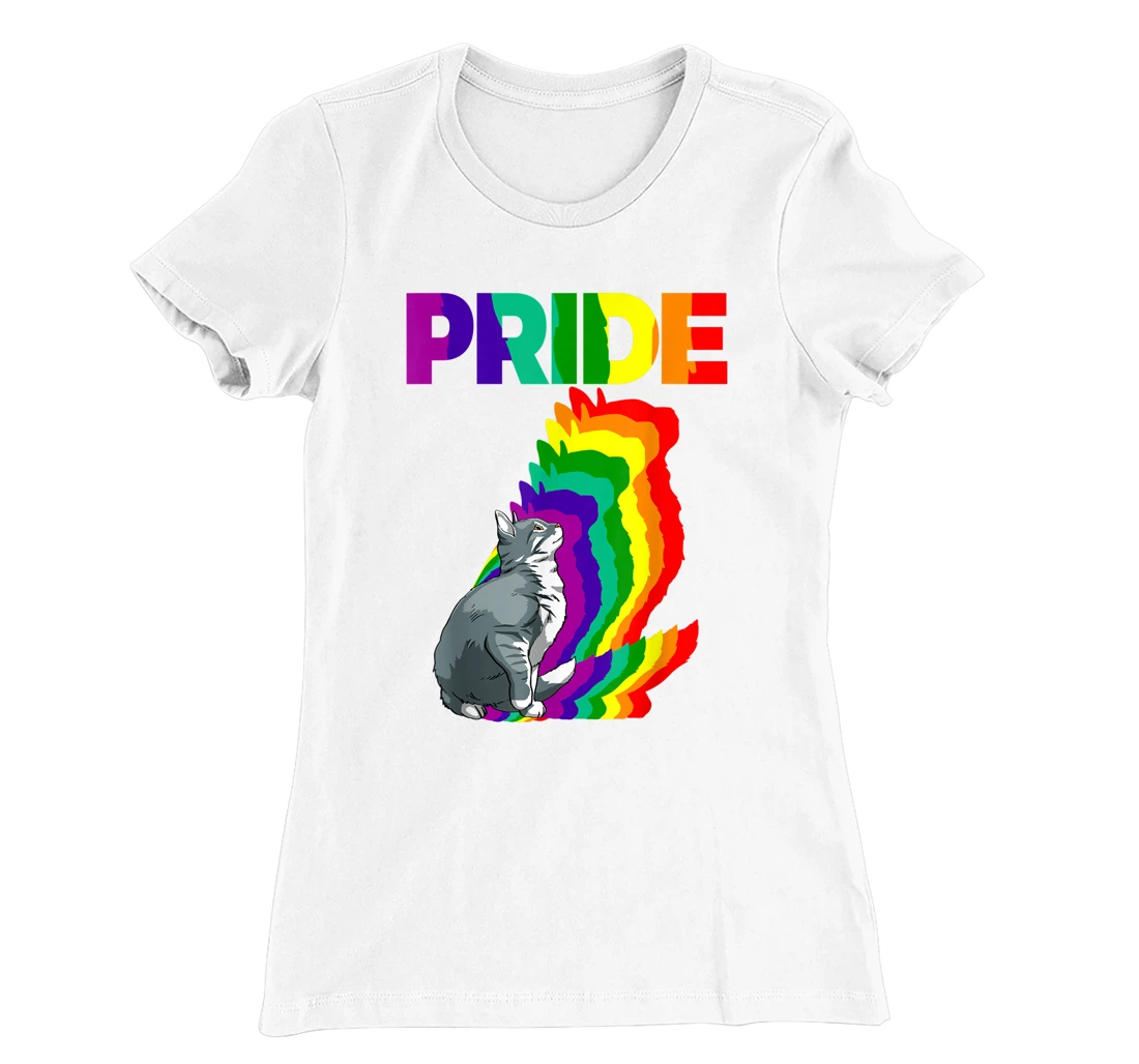 Cat Pride Purride Cat Rainbow Color Funny Cat Lovers Kitten T-Shirt, Women T-Shirt