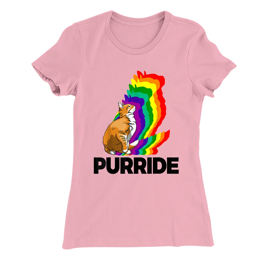 Cat Pride Purride Cat Rainbow Color Funny Cat Lovers Kitten T-Shirt, Women T-Shirt