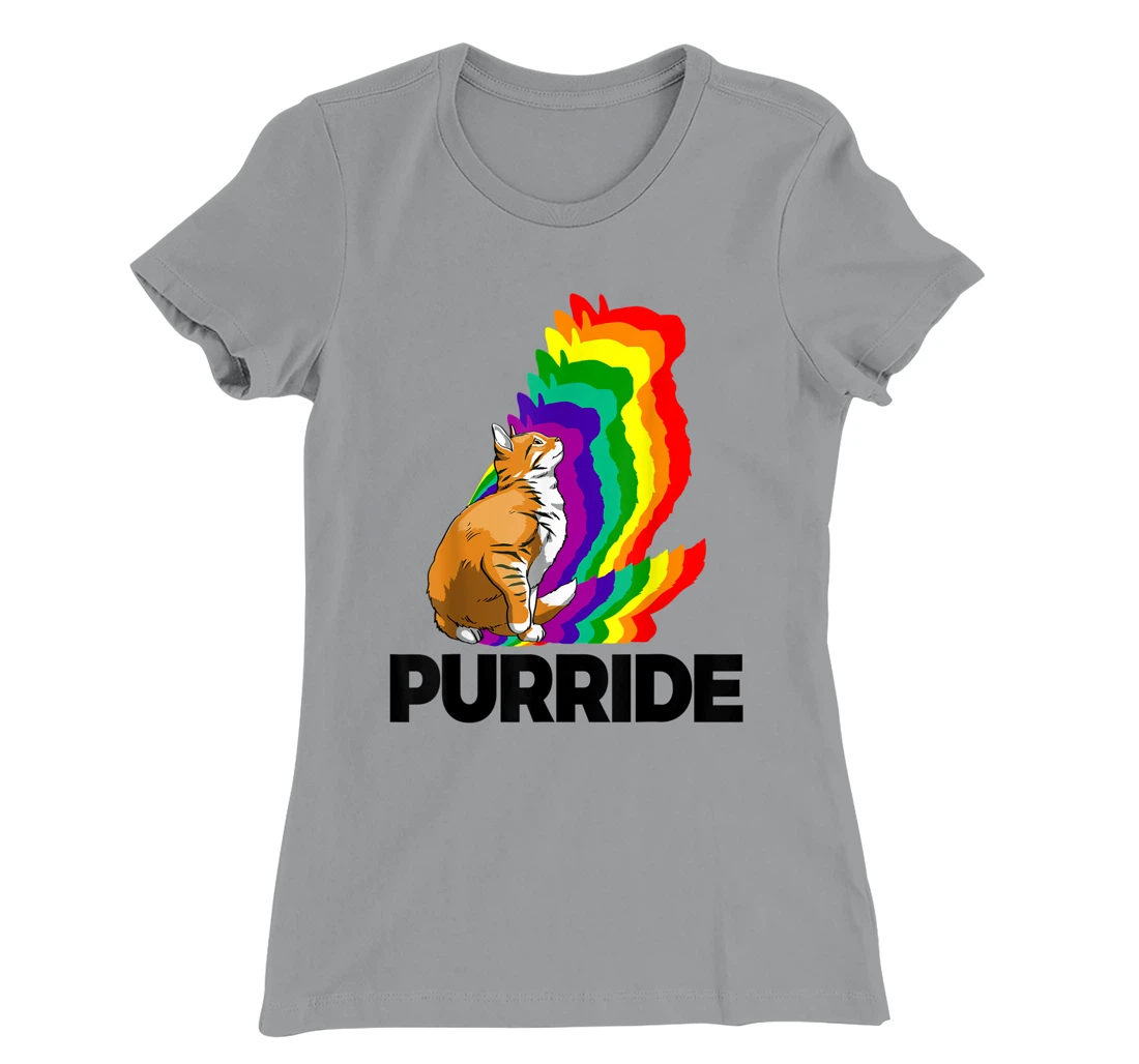 Cat Pride Purride Cat Rainbow Color Funny Cat Lovers Kitten T-Shirt, Women T-Shirt