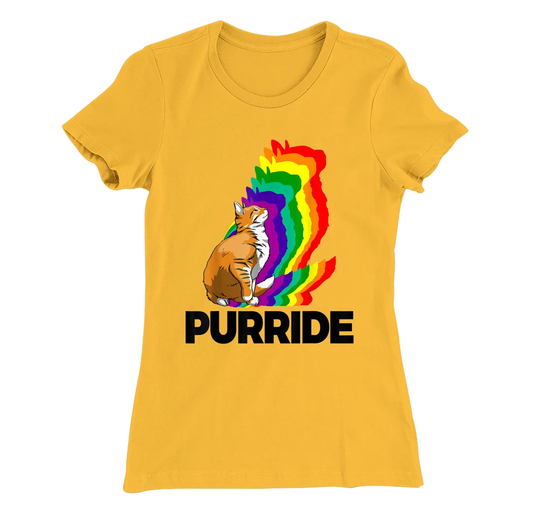 Cat Pride Purride Cat Rainbow Color Funny Cat Lovers Kitten T-Shirt, Women T-Shirt