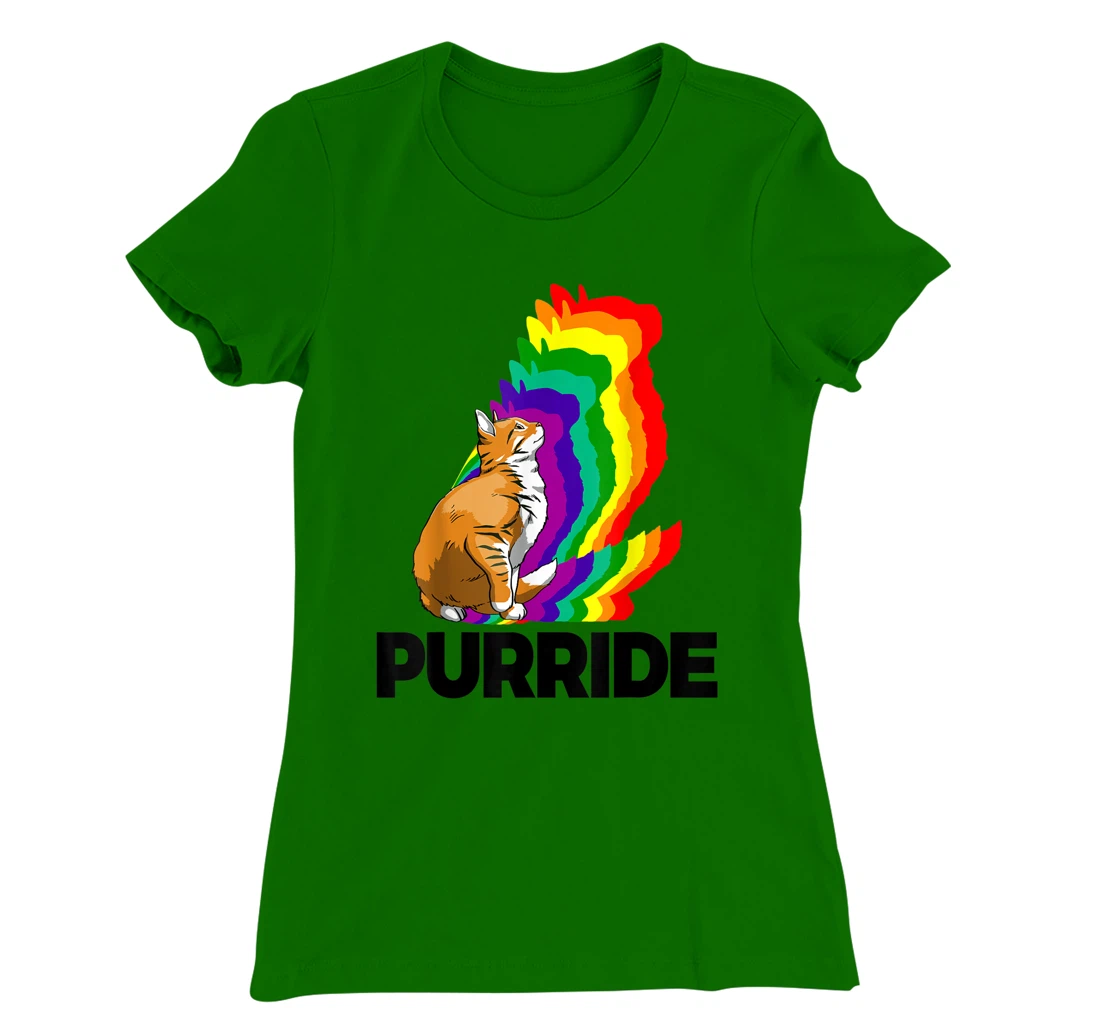 Cat Pride Purride Cat Rainbow Color Funny Cat Lovers Kitten T-Shirt, Women T-Shirt