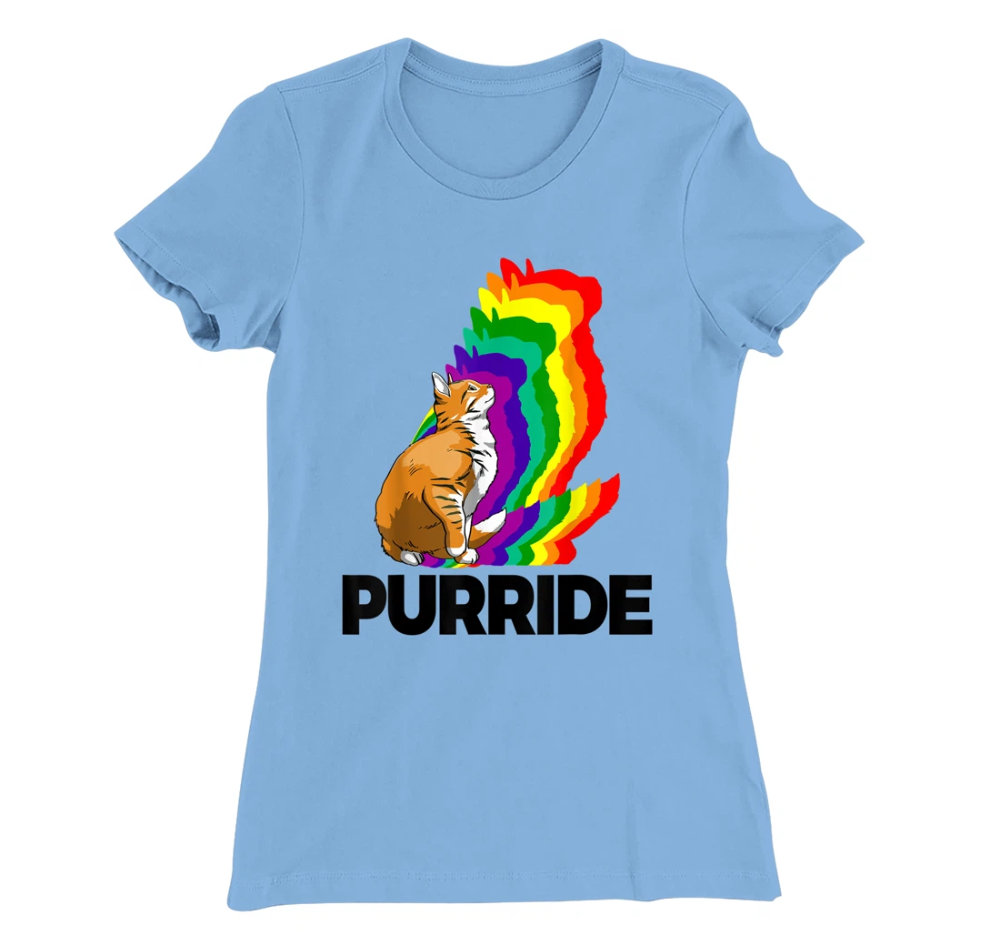 Cat Pride Purride Cat Rainbow Color Funny Cat Lovers Kitten T-Shirt, Women T-Shirt