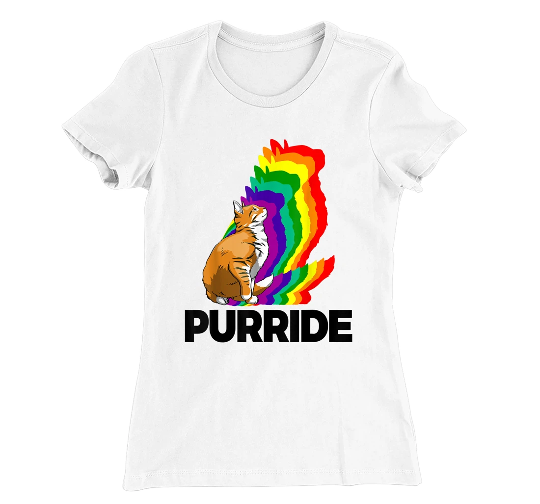 Cat Pride Purride Cat Rainbow Color Funny Cat Lovers Kitten T-Shirt, Women T-Shirt