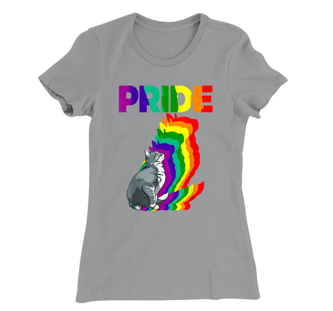 Cat Pride Purride Cat Rainbow Color Funny Cat Lovers Kitten T-Shirt, Women T-Shirt