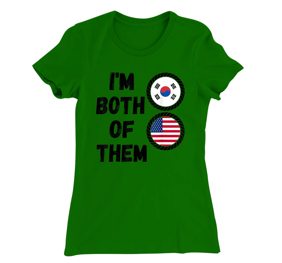 Womens Half American Half South Korean Roots USA & South Korea Flag T-Shirt, Kid T-Shirt and Women T-Shirt