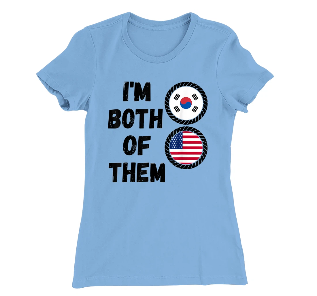 Womens Half American Half South Korean Roots USA & South Korea Flag T-Shirt, Kid T-Shirt and Women T-Shirt