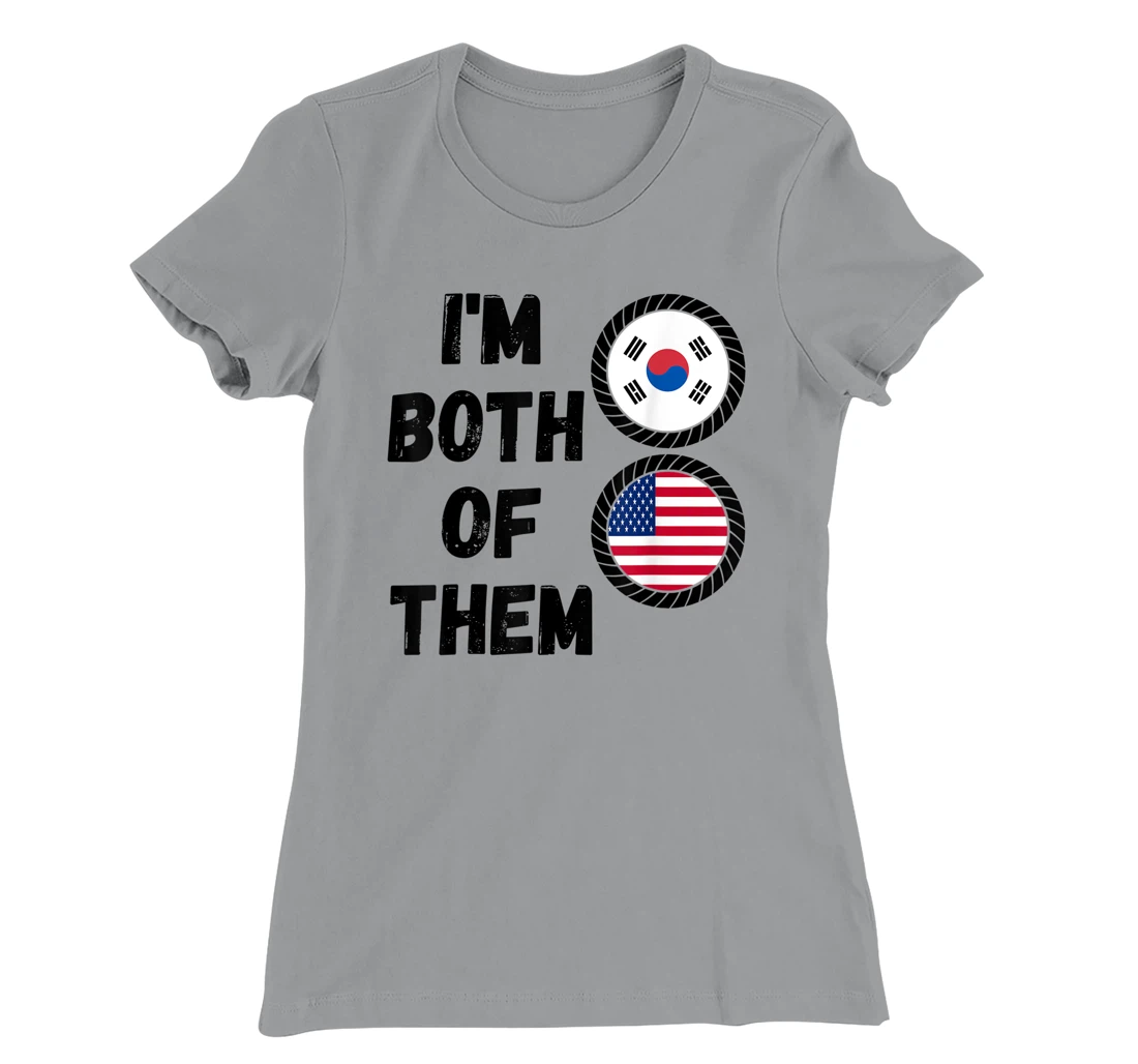 Womens Half American Half South Korean Roots USA & South Korea Flag T-Shirt, Kid T-Shirt and Women T-Shirt