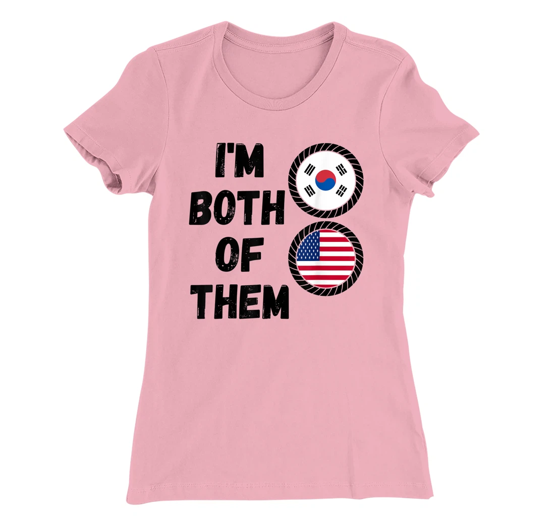Womens Half American Half South Korean Roots USA & South Korea Flag T-Shirt, Kid T-Shirt and Women T-Shirt